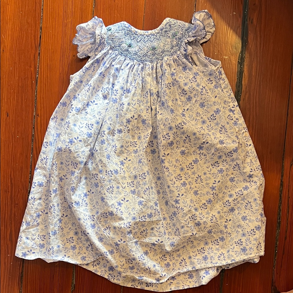 Floral Blue and White Kids Dress